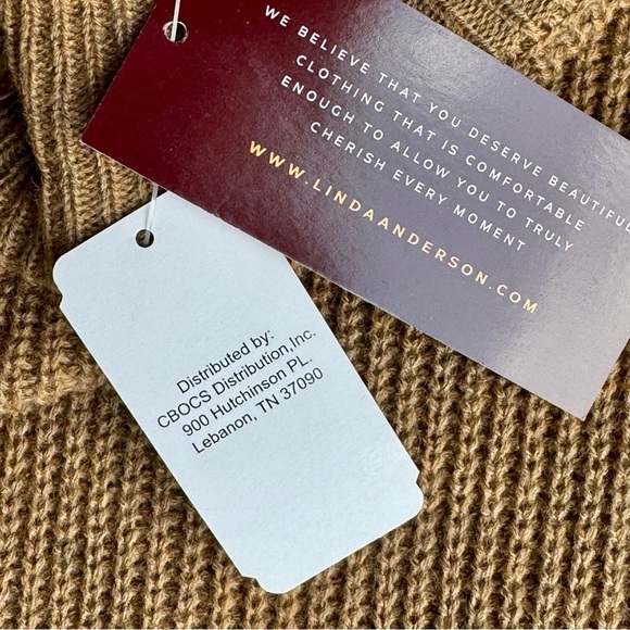 Linda Anderson Button-Side Knit Cape Sweater Poncho – Camel Brown – One Size - Picture 8 of 15